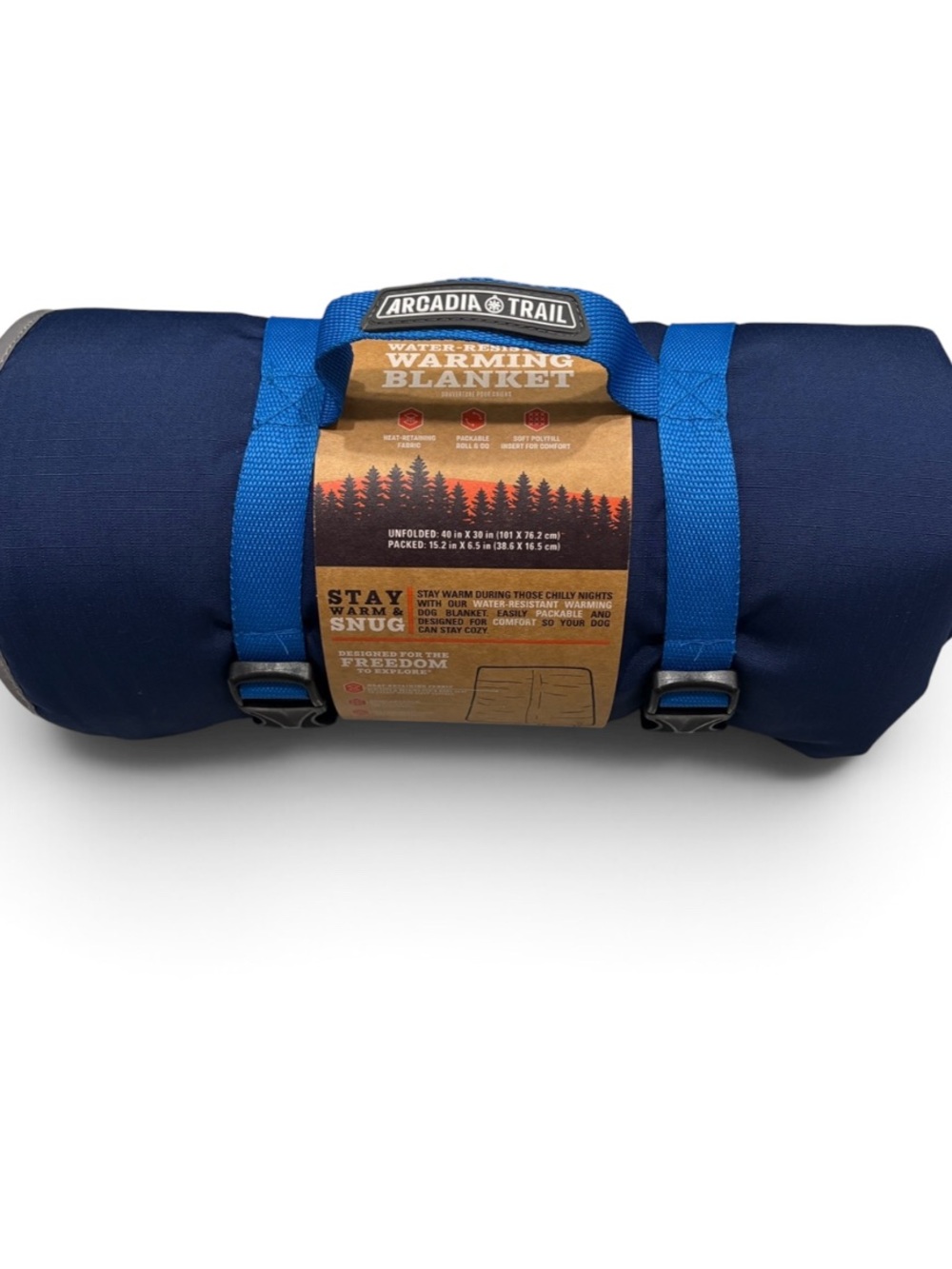 Discontinued NWT Arcadia Navy and Blue Outdoor Warming Blanket Roll